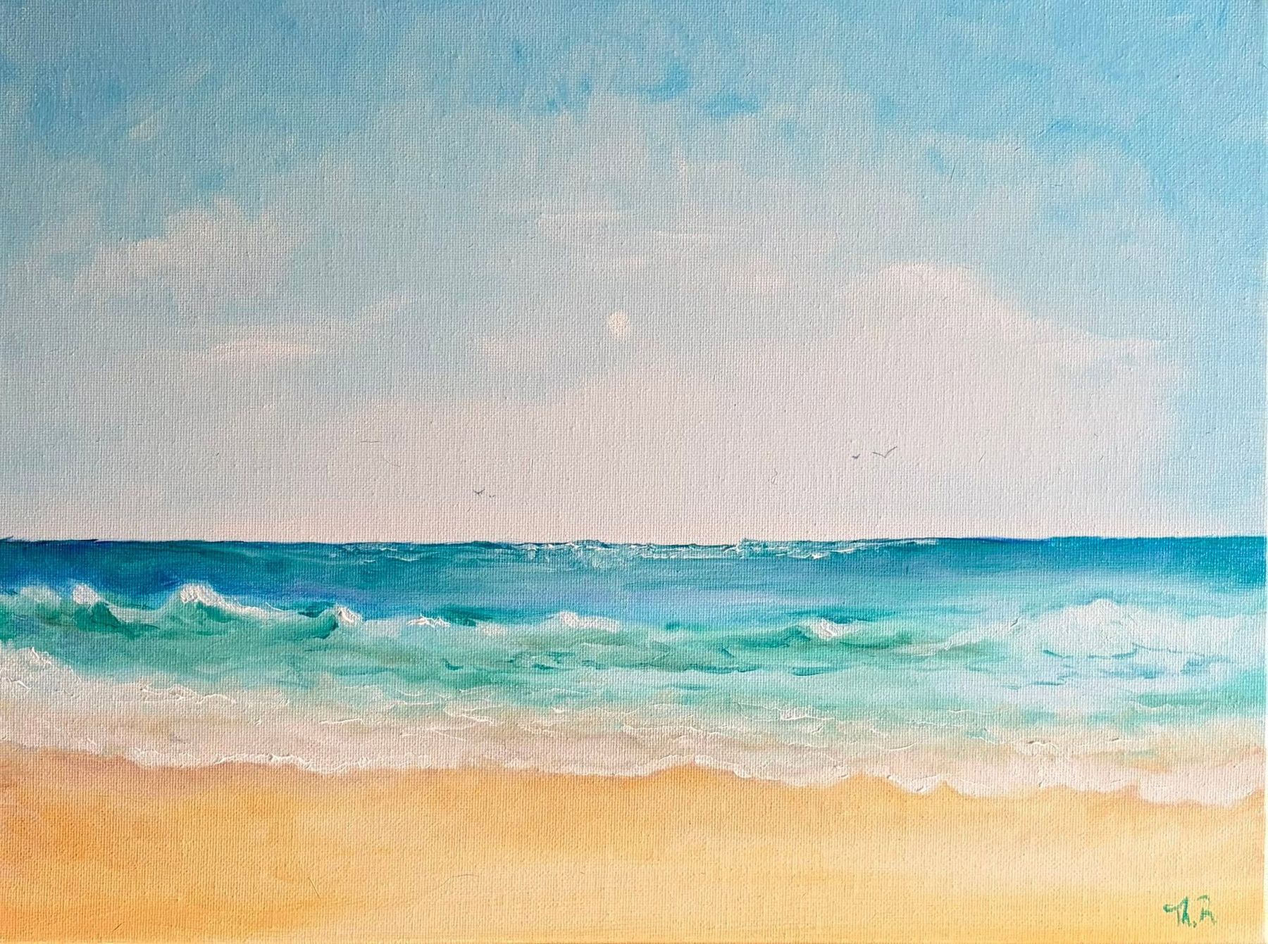 Huile sur toile "Plage d'été"